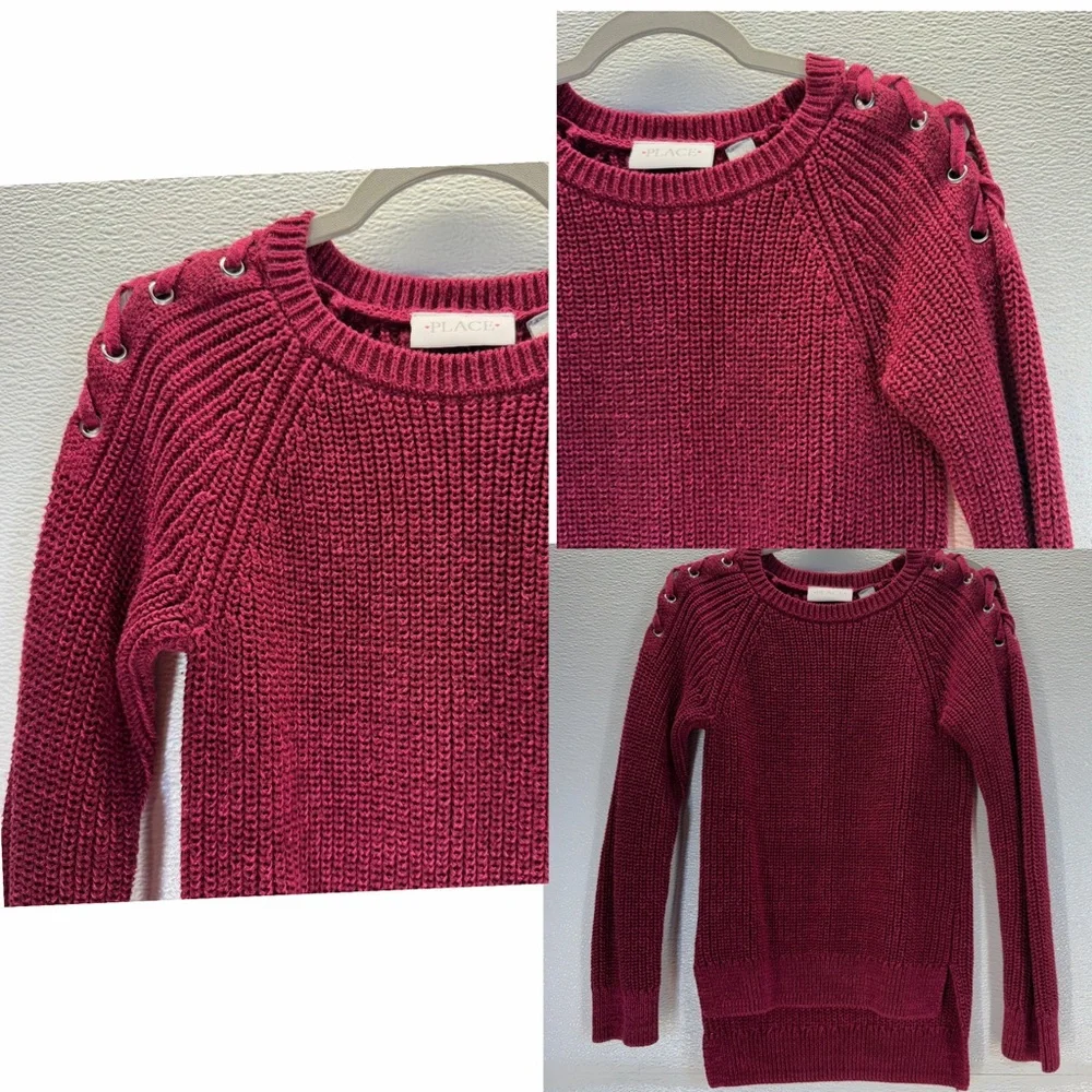 The Children’s‎ Place Burgundy Lace-Up Shoulder Knit Sweater 5/6